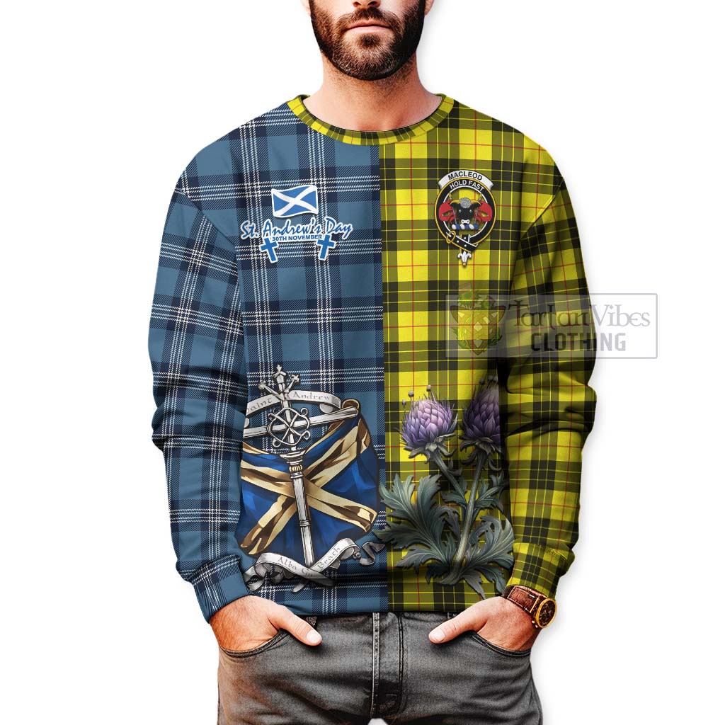 Tartan Vibes Clothing MacLeod (McLeod) Tartan Sweatshirt Happy St. Andrew's Day Half Tartan Style