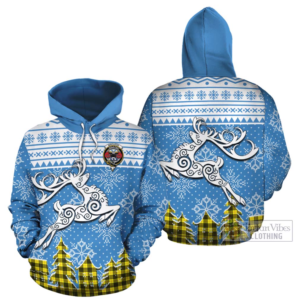 Tartan Vibes Clothing MacLeod (McLeod) Clan Christmas Cotton Hoodie Celtic Reindeer Style