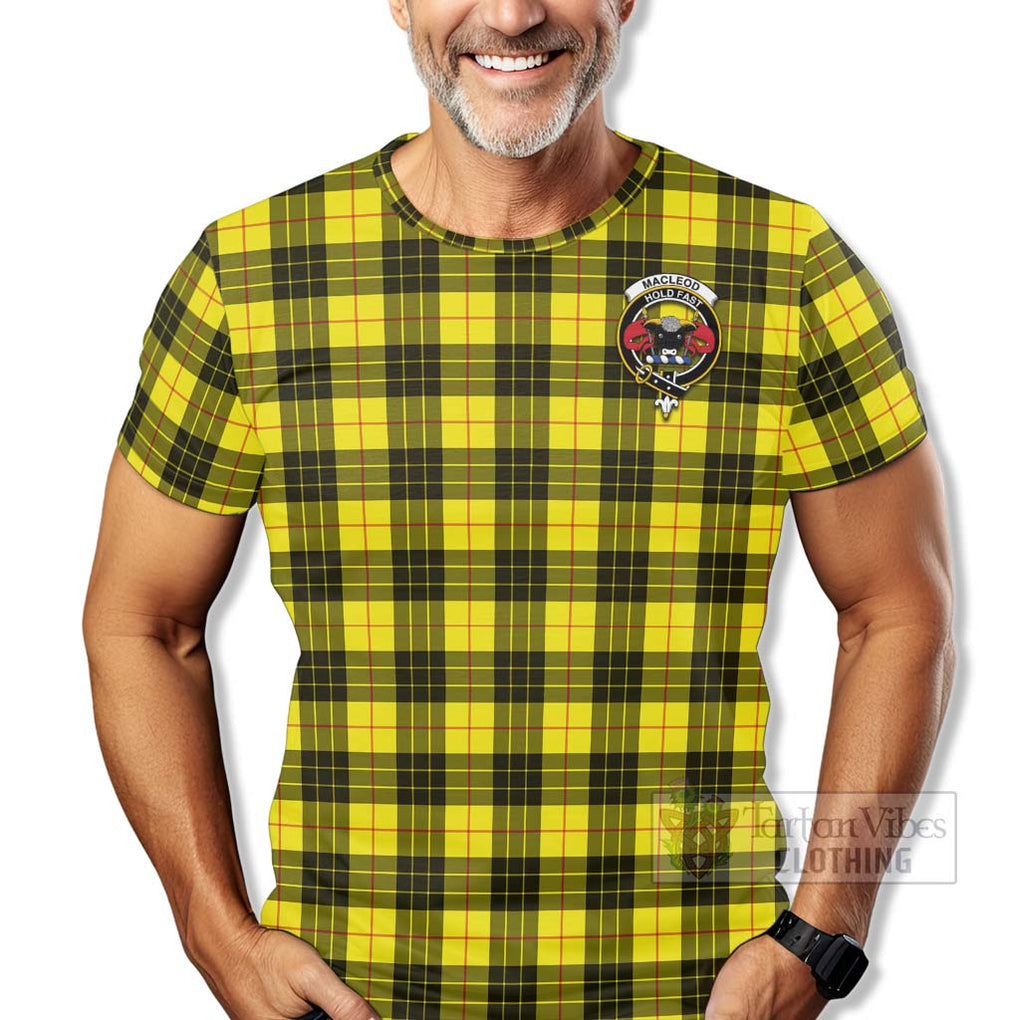 Tartan Vibes Clothing MacLeod (McLeod) Tartan T-Shirt with Family Crest Celtic Skull Style