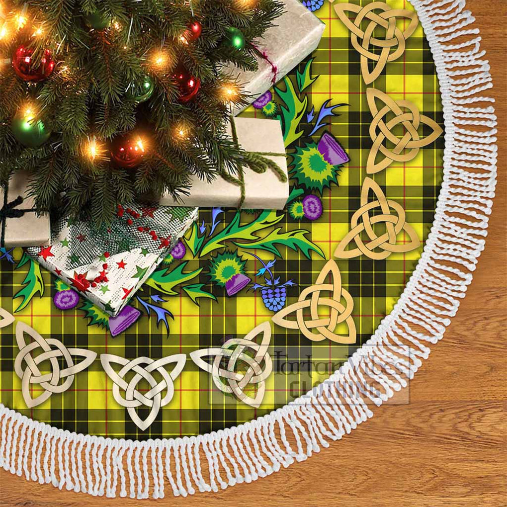 Tartan Vibes Clothing MacLeod (McLeod) Tartan Christmas Tree Skirt with Thistle Celtic Knot Style