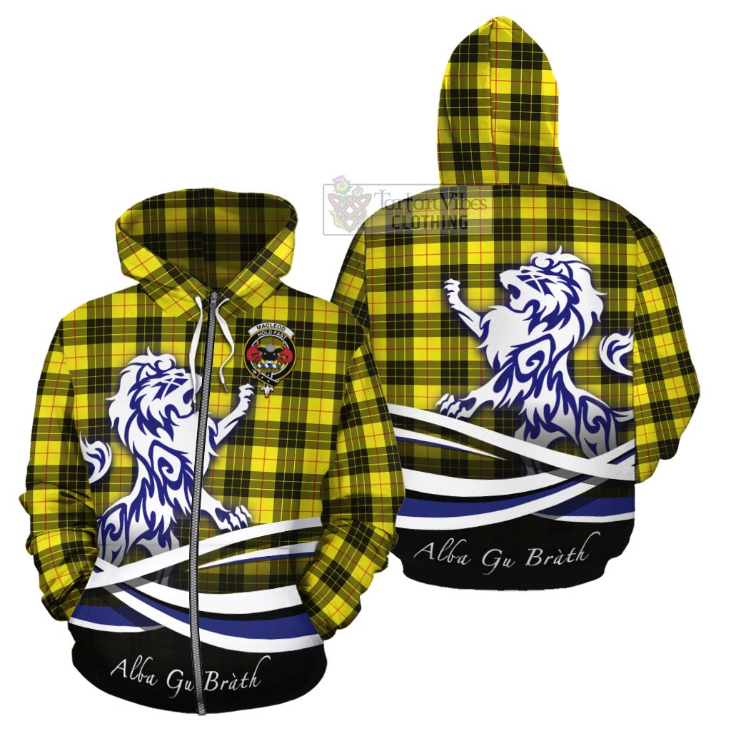 Tartan Vibes Clothing MacLeod (McLeod) Tartan Cotton Hoodie with Alba Gu Brath Regal Lion Emblem