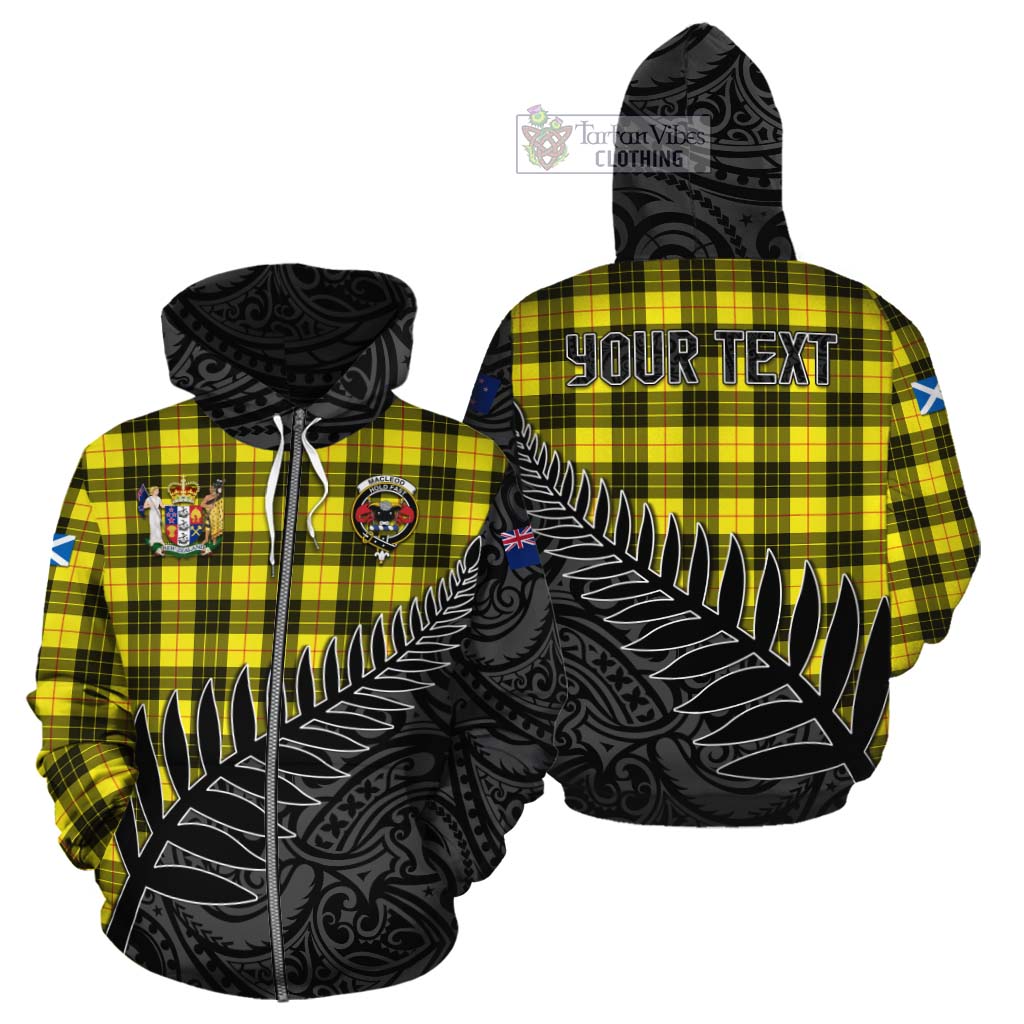 Tartan Vibes Clothing MacLeod (McLeod) Crest Tartan Cotton Hoodie with New Zealand Silver Fern Half Style