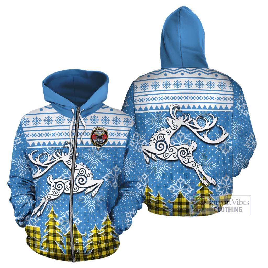 Tartan Vibes Clothing MacLeod (McLeod) Clan Christmas Cotton Hoodie Celtic Reindeer Style