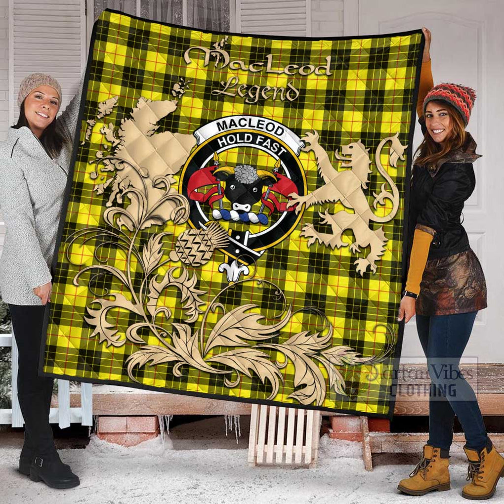 Tartan Vibes Clothing MacLeod (McLeod) Tartan Quilt with Family Crest and Scottish Symbol Style