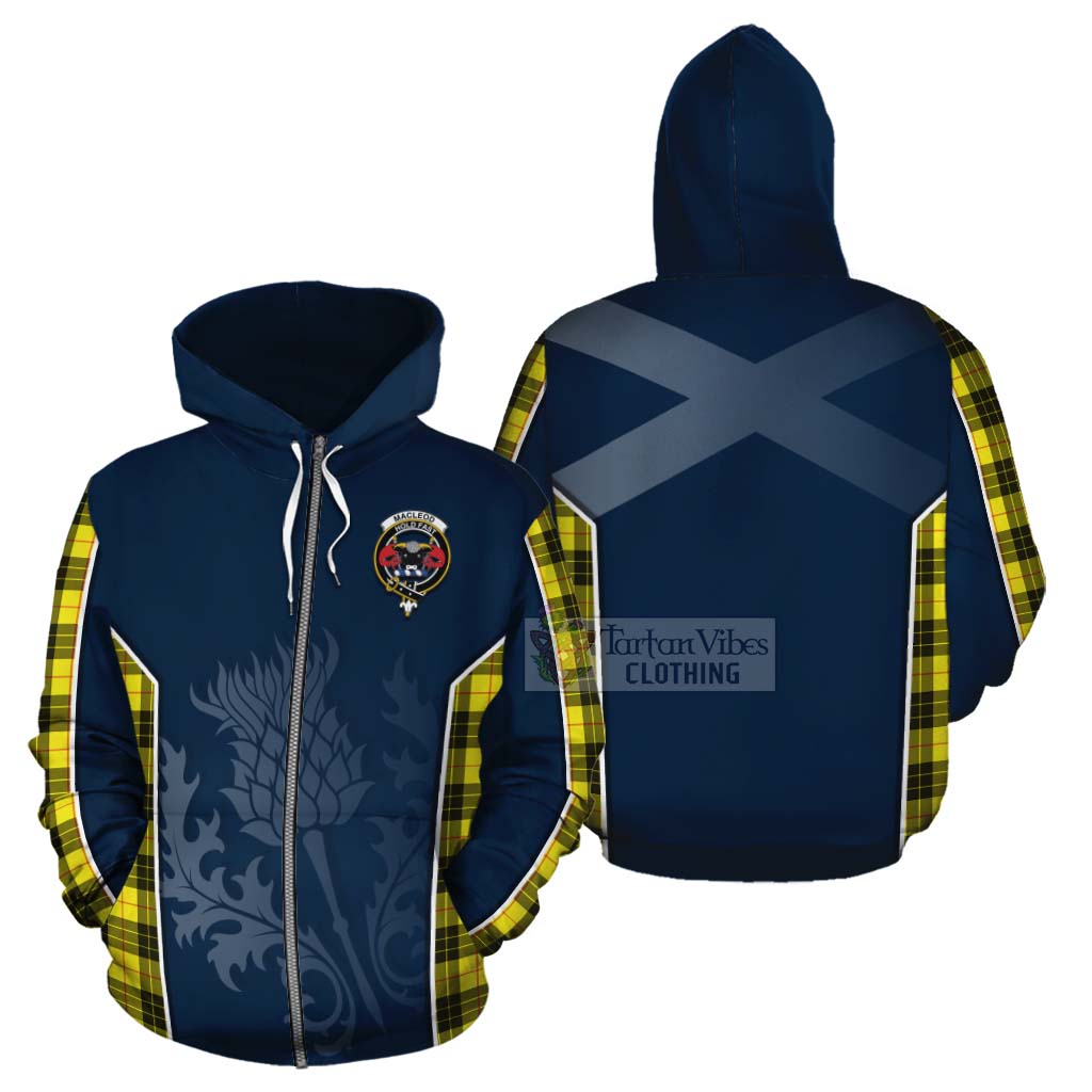 Tartan Vibes Clothing MacLeod (McLeod) Tartan Cotton Hoodie with Family Crest and Scottish Thistle Vibes Sport Style