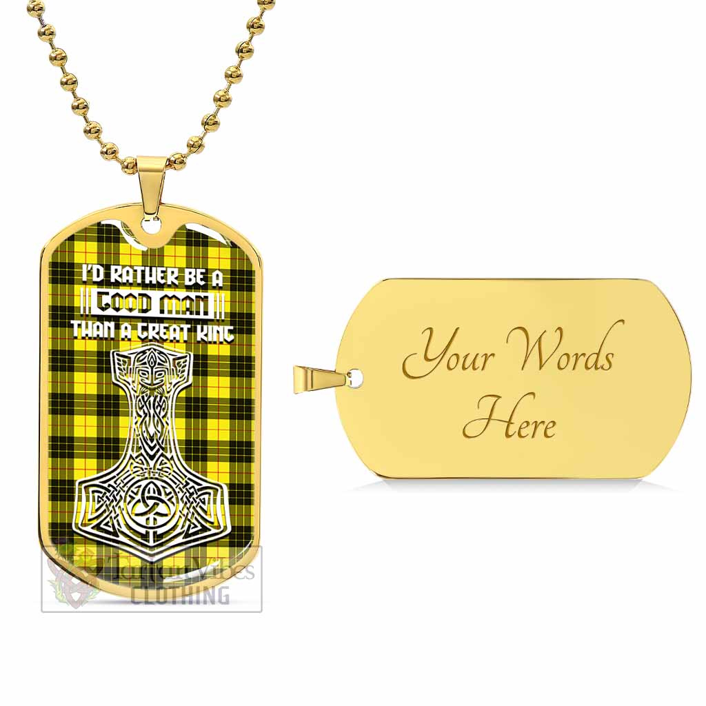 Tartan Vibes Clothing MacLeod (McLeod) Tartan Dog Tag Necklace Viking Mjolnir Style