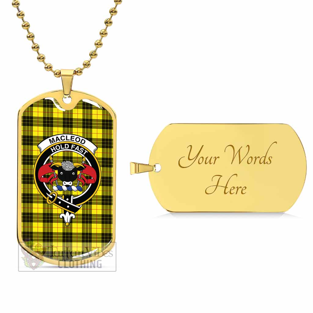 Tartan Vibes Clothing MacLeod (McLeod) Tartan Dog Tag Necklace with Family Crest