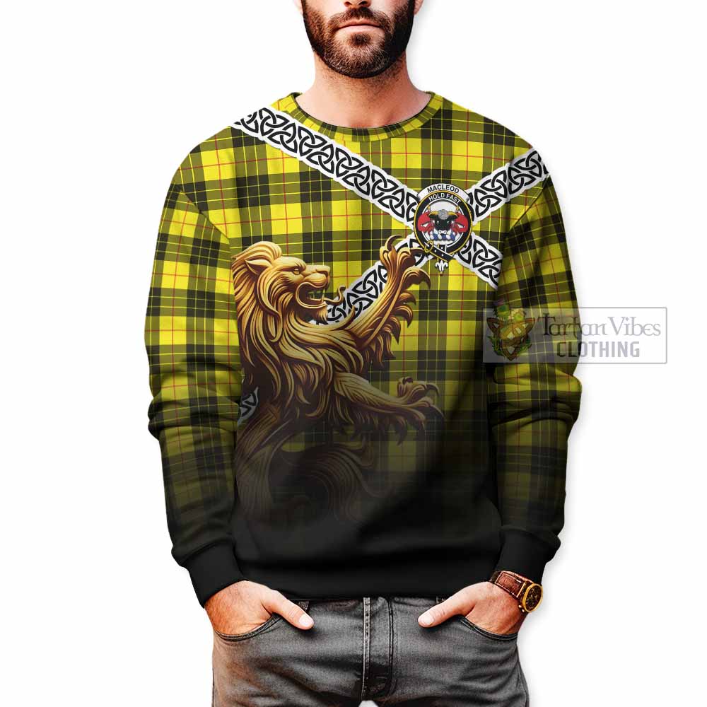 MacLeod (McLeod) Crest Tartan Sweatshirt with Golden Lion Emblem Celtic Style - Tartan Vibes Clothing