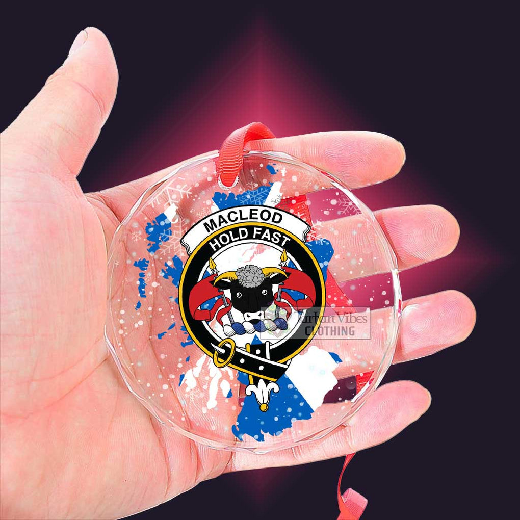 Tartan Vibes Clothing MacLeod (McLeod) Clan Crest Christmas Glass Ornament with Scotland Map