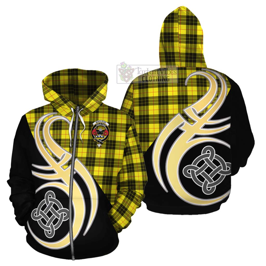 Tartan Vibes Clothing MacLeod (McLeod) Tartan Cotton Hoodie with Family Crest and Celtic Symbol Style