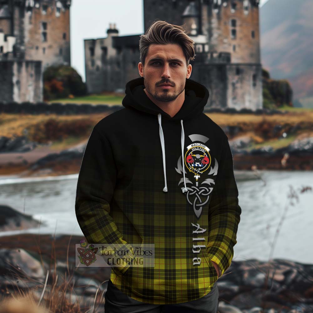 Tartan Vibes Clothing MacLeod (McLeod) Tartan Cotton Hoodie Featuring Alba Gu Brath Family Crest Celtic Inspired