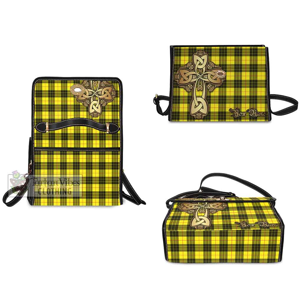 Tartan Vibes Clothing MacLeod (McLeod) Tartan Waterproof Canvas Bag Golden Thistle Celtic Cross Style