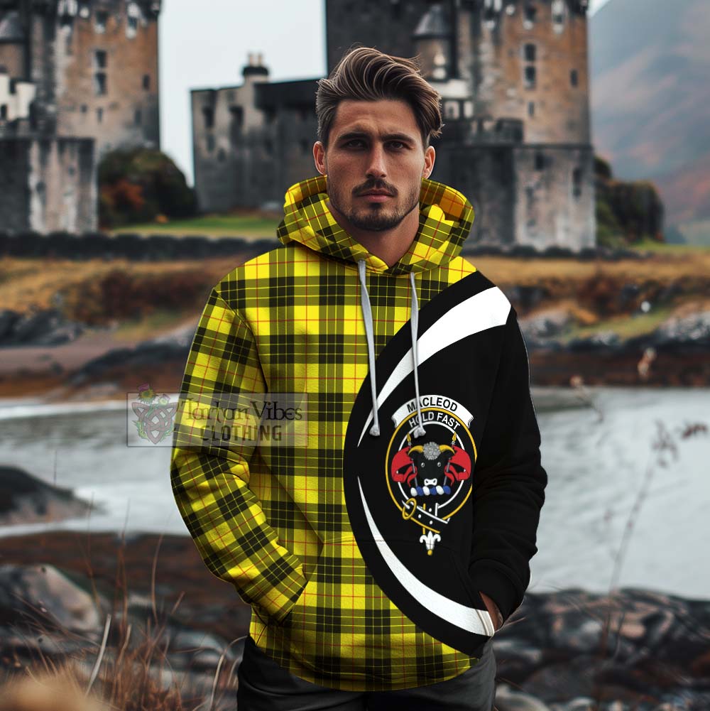 Tartan Vibes Clothing MacLeod (McLeod) Tartan Cotton Hoodie with Family Crest Circle Style