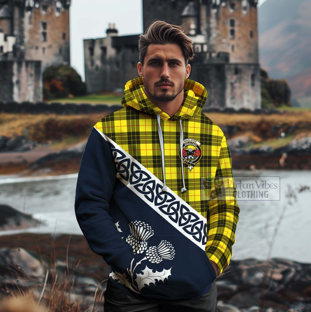 Tartan Vibes Clothing MacLeod (McLeod) Tartan Cotton Hoodie Featuring Thistle and Scotland Map