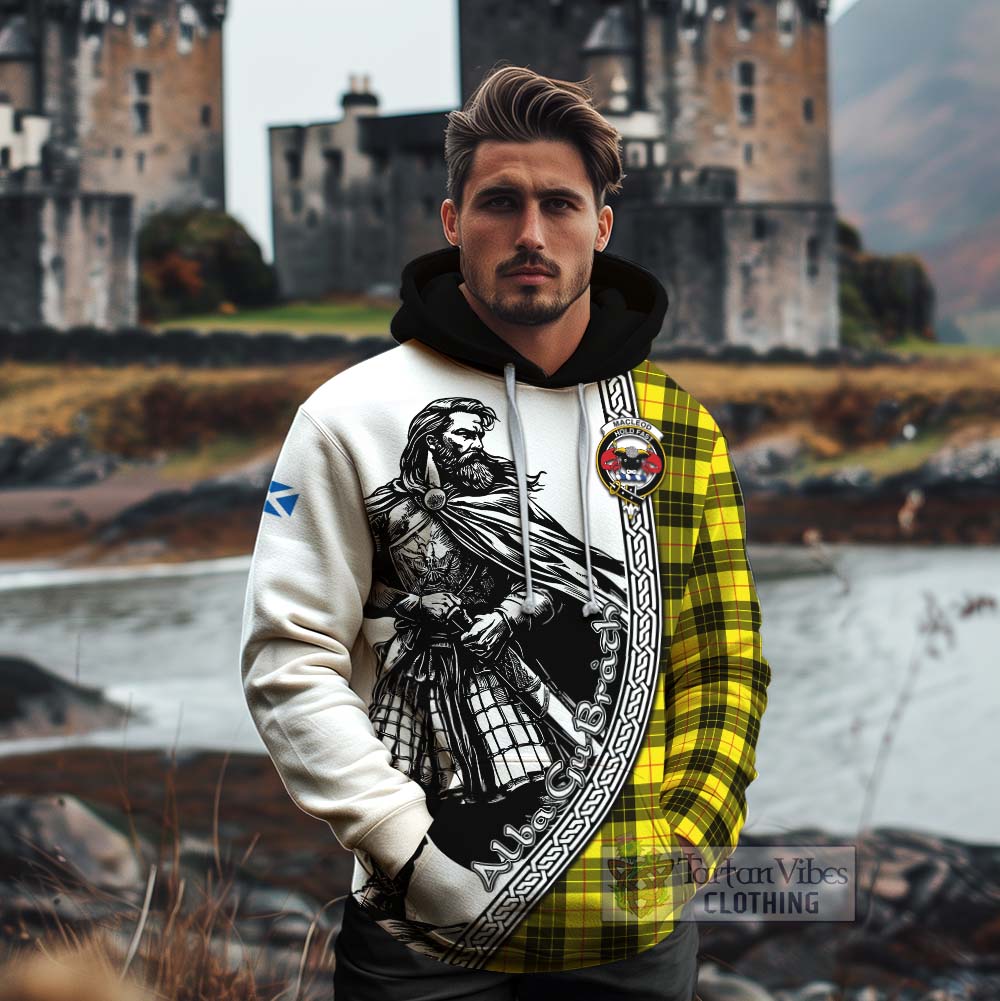 Tartan Vibes Clothing MacLeod (McLeod) Tartan Clan Crest Cotton Hoodie with Highlander Warrior Celtic Style