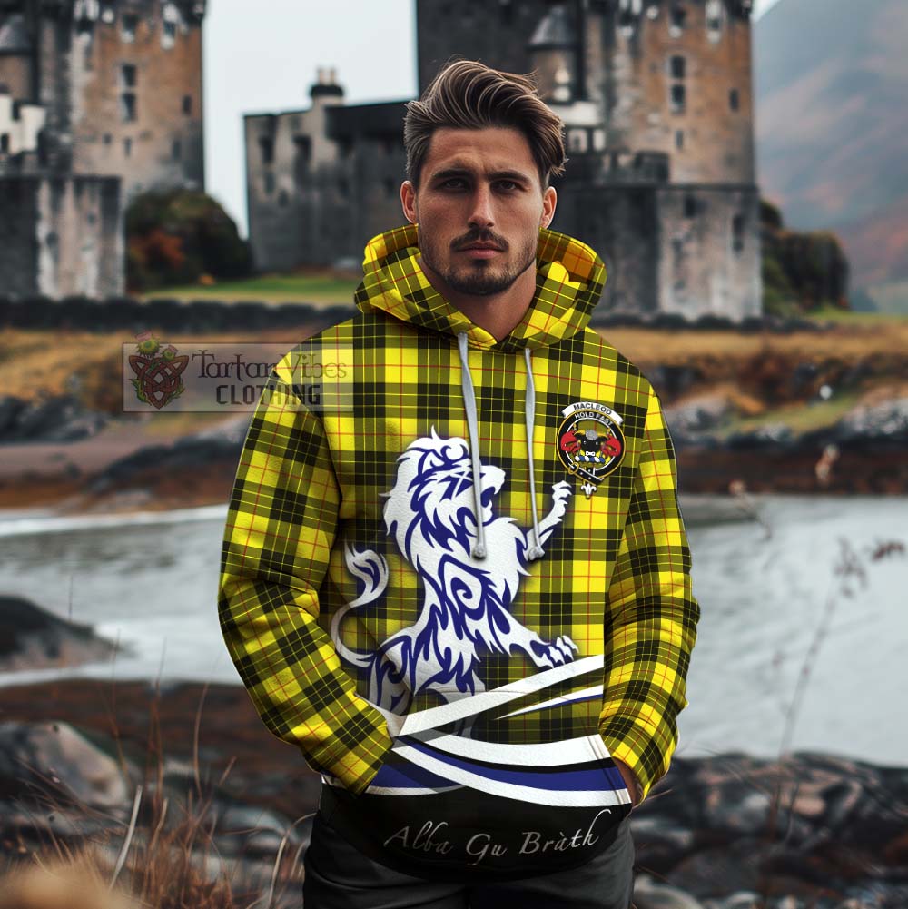 Tartan Vibes Clothing MacLeod (McLeod) Tartan Cotton Hoodie with Alba Gu Brath Regal Lion Emblem