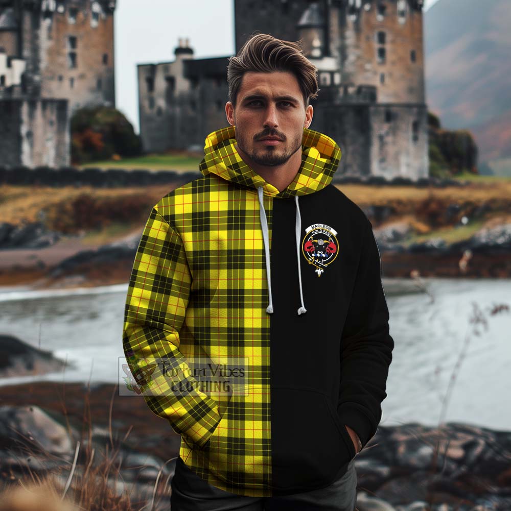 Tartan Vibes Clothing MacLeod (McLeod) Tartan Cotton Hoodie with Family Crest and Half Of Me Style