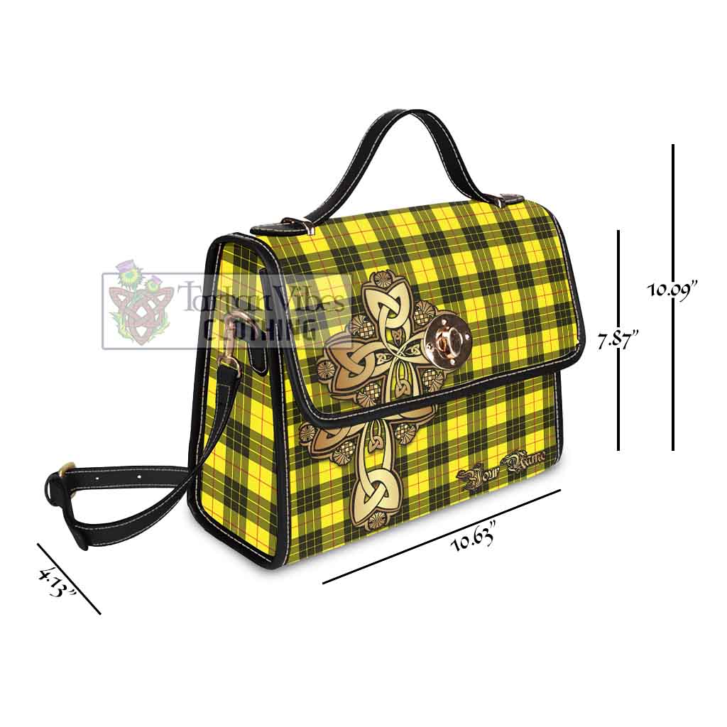 Tartan Vibes Clothing MacLeod (McLeod) Tartan Waterproof Canvas Bag Golden Thistle Celtic Cross Style