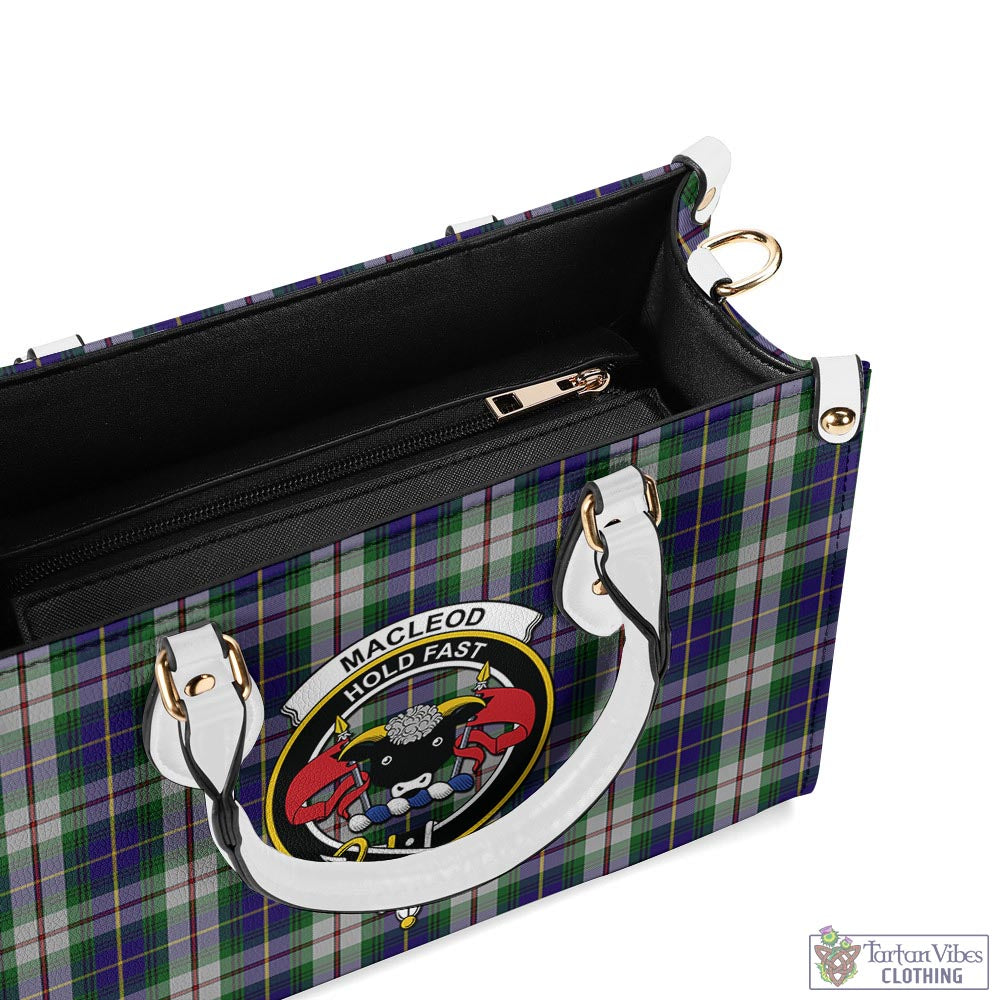 Tartan Vibes Clothing MacLeod Of Californian Tartan Luxury Leather Handbags with Family Crest