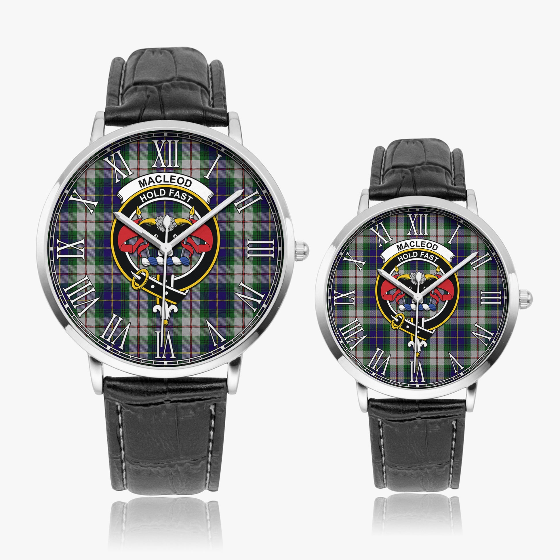 MacLeod Of Californian Tartan Family Crest Leather Strap Quartz Watch - Tartanvibesclothing