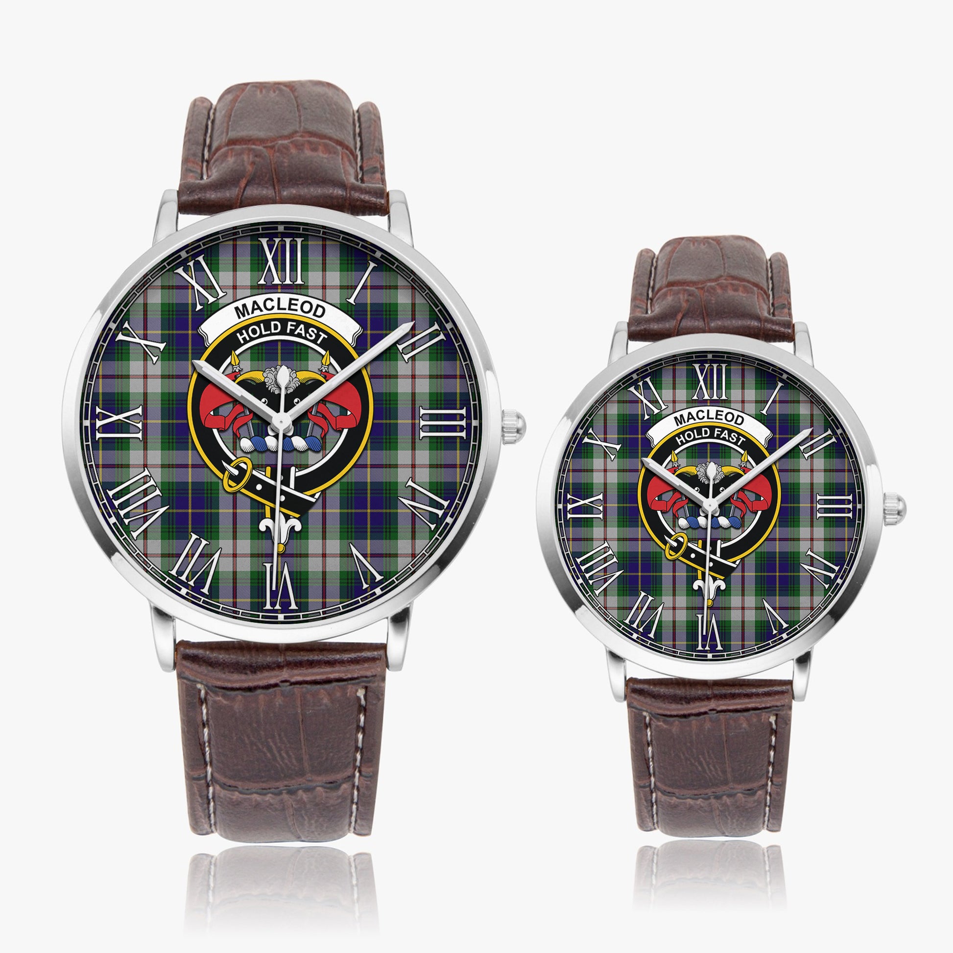 MacLeod Of Californian Tartan Family Crest Leather Strap Quartz Watch - Tartanvibesclothing