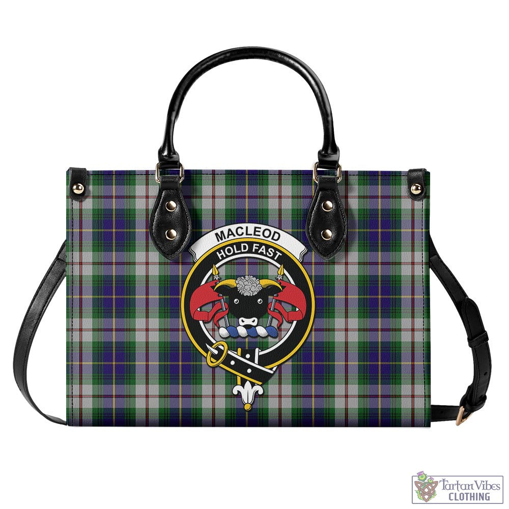 Tartan Vibes Clothing MacLeod Of Californian Tartan Luxury Leather Handbags with Family Crest