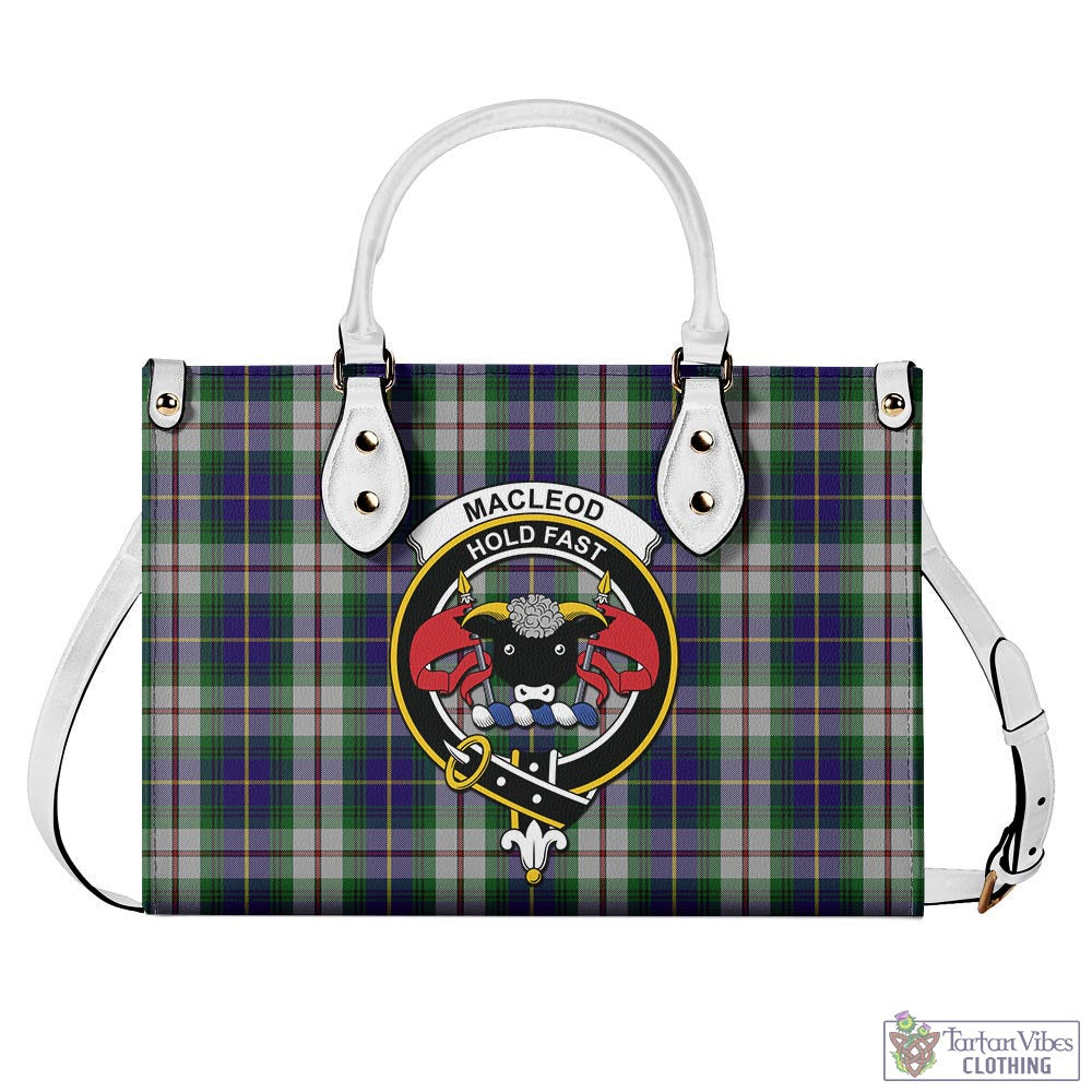 Tartan Vibes Clothing MacLeod Of Californian Tartan Luxury Leather Handbags with Family Crest