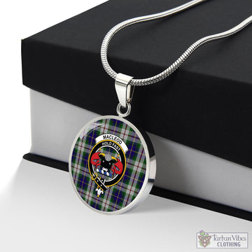 MacLeod Of Californian Tartan Circle Necklace with Family Crest