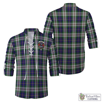 MacLeod Of Californian Tartan Men's Scottish Traditional Jacobite Ghillie Kilt Shirt with Family Crest