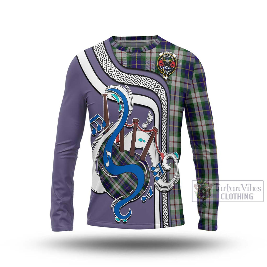 Tartan Vibes Clothing MacLeod Of Californian Tartan Long Sleeve T-Shirt with Epic Bagpipe Style