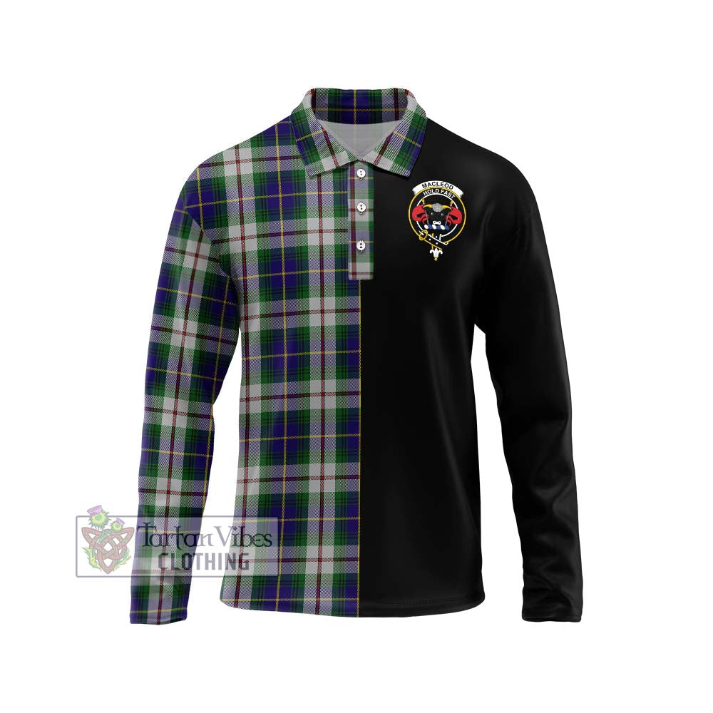 MacLeod Of Californian Tartan Long Sleeve Polo Shirt with Family Crest and Half Of Me Style Unisex - Tartanvibesclothing Shop