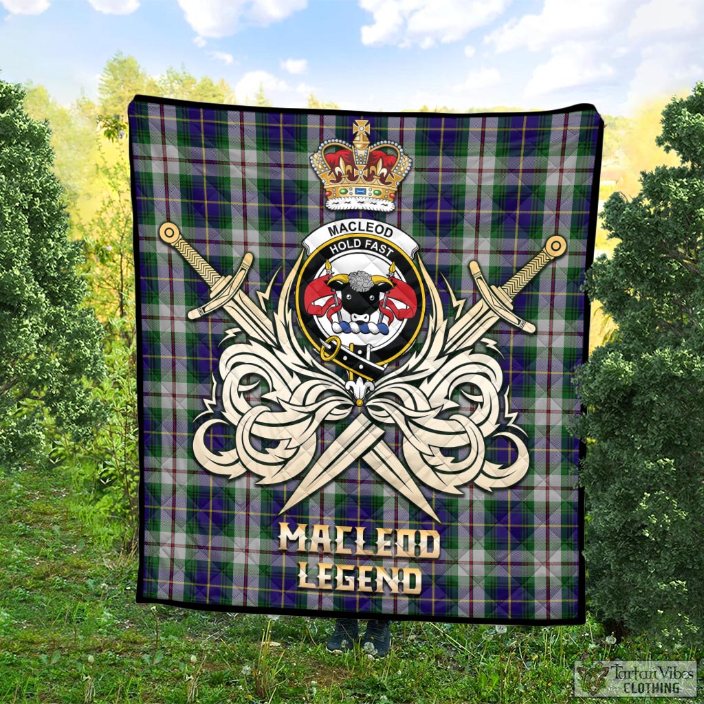 Tartan Vibes Clothing MacLeod Of Californian Tartan Quilt with Clan Crest and the Golden Sword of Courageous Legacy