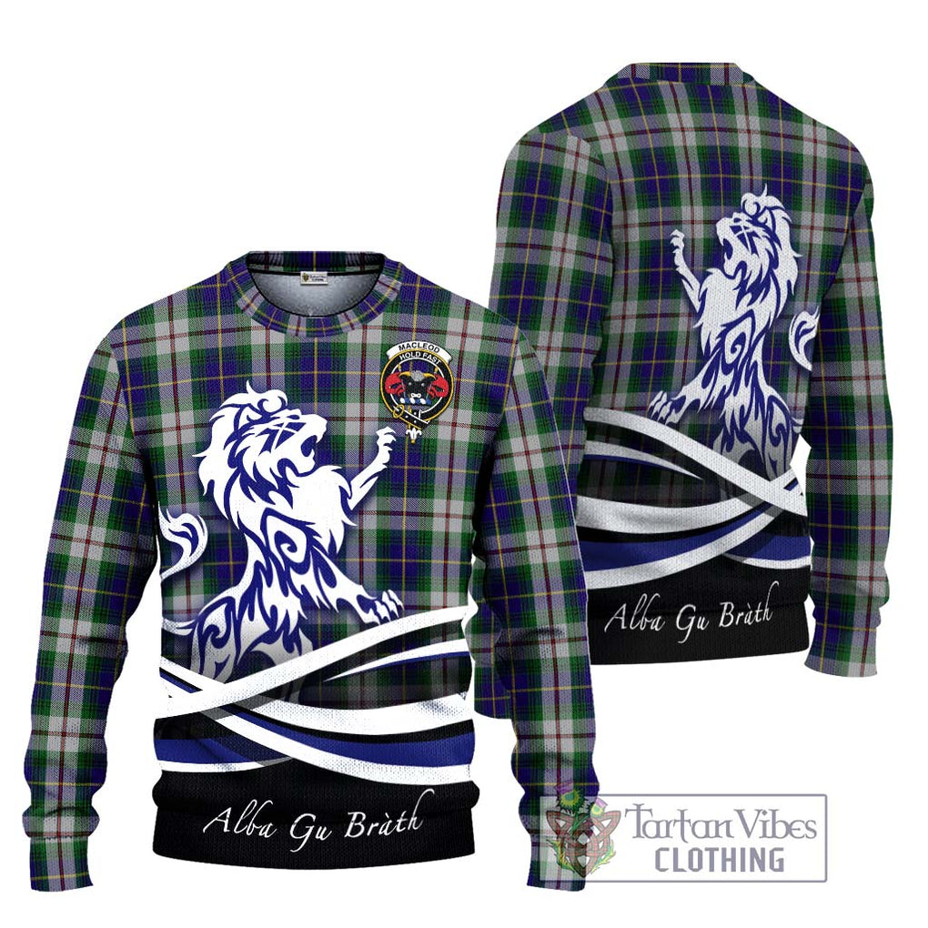 MacLeod Of Californian Tartan Knitted Sweater with Alba Gu Brath Regal Lion Emblem Unisex - Tartanvibesclothing Shop