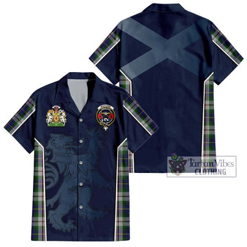 MacLeod Of Californian Tartan Short Sleeve Button Shirt with Family Crest and Lion Rampant Vibes Sport Style