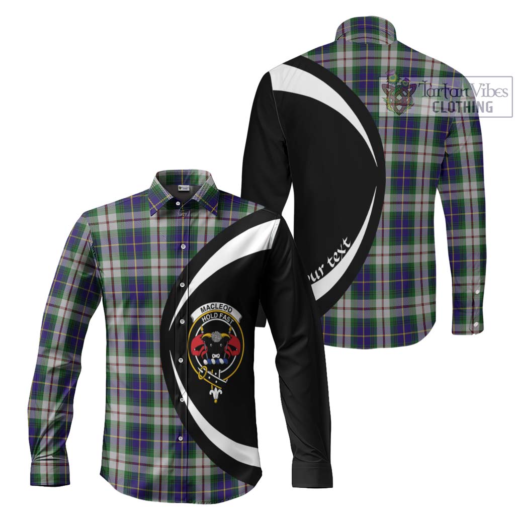 MacLeod Of Californian Tartan Long Sleeve Button Up with Family Crest Circle Style Men's Shirt S - Tartan Vibes Clothing