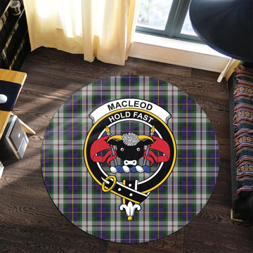 MacLeod Of Californian Tartan Round Rug with Family Crest