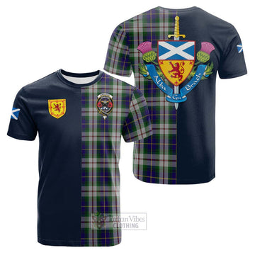 MacLeod Of Californian Tartan Cotton T-shirt Alba with Scottish Lion Royal Arm Half Style