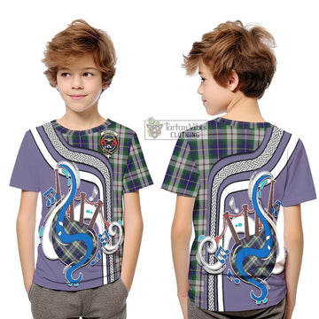 MacLeod Of Californian Tartan Kid T-Shirt with Epic Bagpipe Style