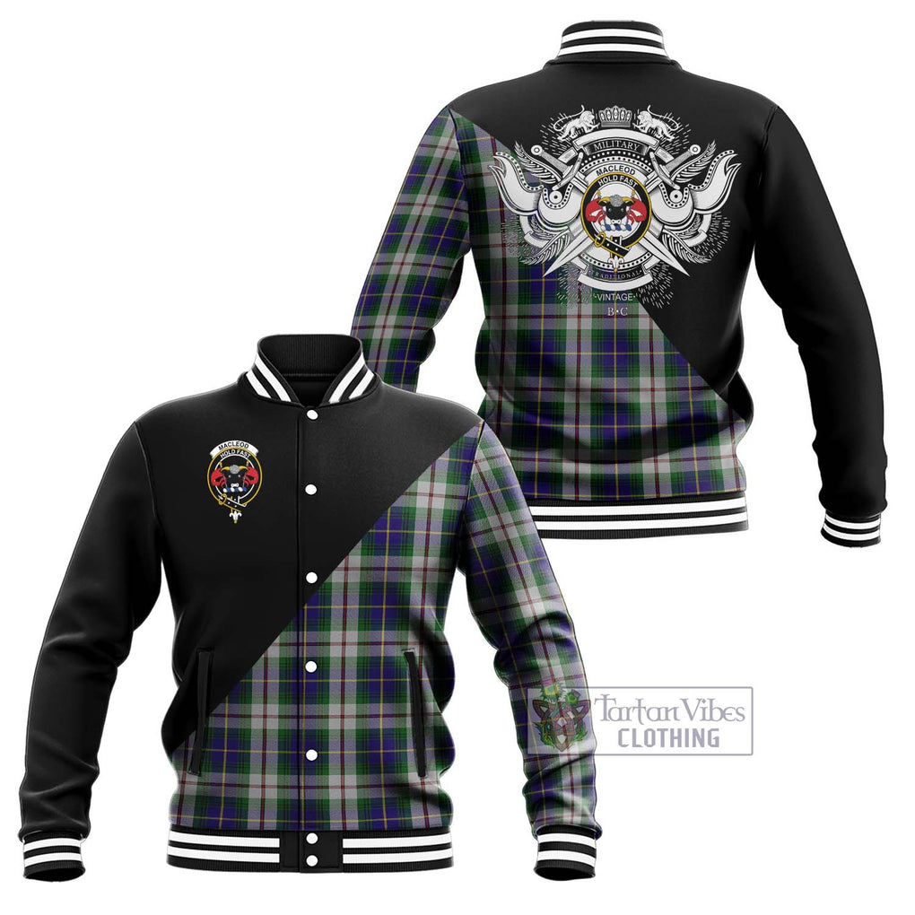 MacLeod Of Californian Tartan Baseball Jacket with Family Crest and Military Logo Style Unisex - Tartanvibesclothing Shop