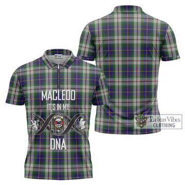 MacLeod Of Californian Tartan Zipper Polo Shirt with Family Crest DNA In Me Style