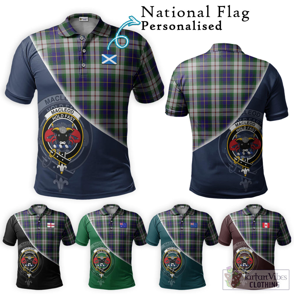 MacLeod Of Californian Tartan Polo Shirt with Personalised National Flag and Family Crest Half Style Maroon - Tartanvibesclothing Shop