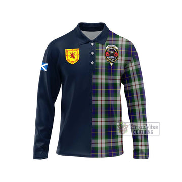 MacLeod Of Californian Tartan Long Sleeve Polo Shirt Alba with Scottish Lion Royal Arm Half Style