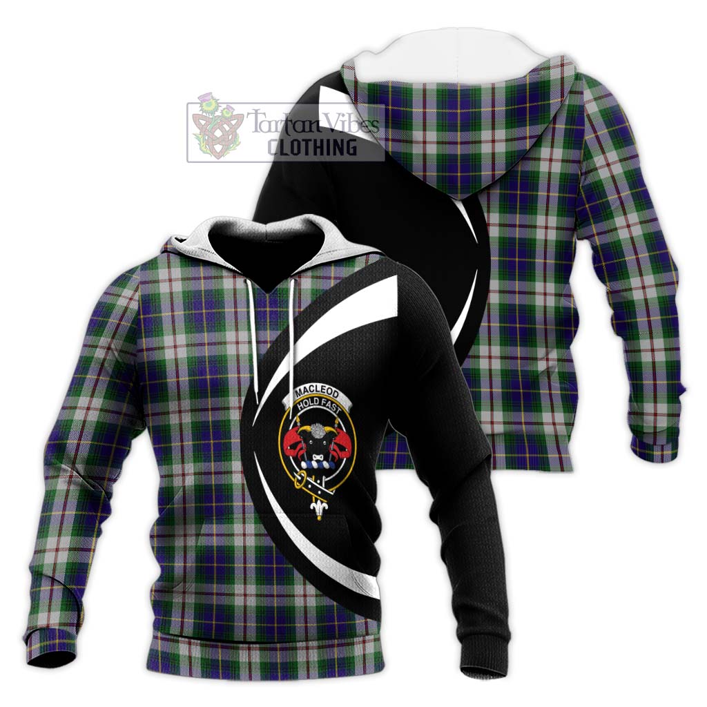 MacLeod Of Californian Tartan Knitted Hoodie with Family Crest Circle Style Unisex Knitted Pullover Hoodie - Tartan Vibes Clothing