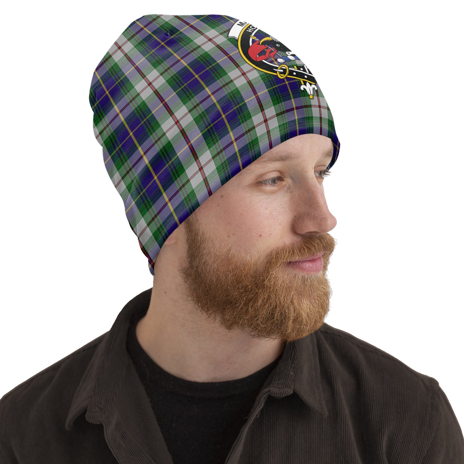 MacLeod Of Californian Tartan Beanies Hat with Family Crest One Size 10.5*10.2 inches - Tartan Vibes Clothing