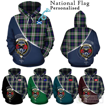 MacLeod Of Californian Tartan Hoodie with Personalised National Flag and Family Crest Half Style