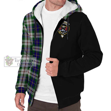 MacLeod Of Californian Tartan Sherpa Hoodie with Family Crest and Half Of Me Style