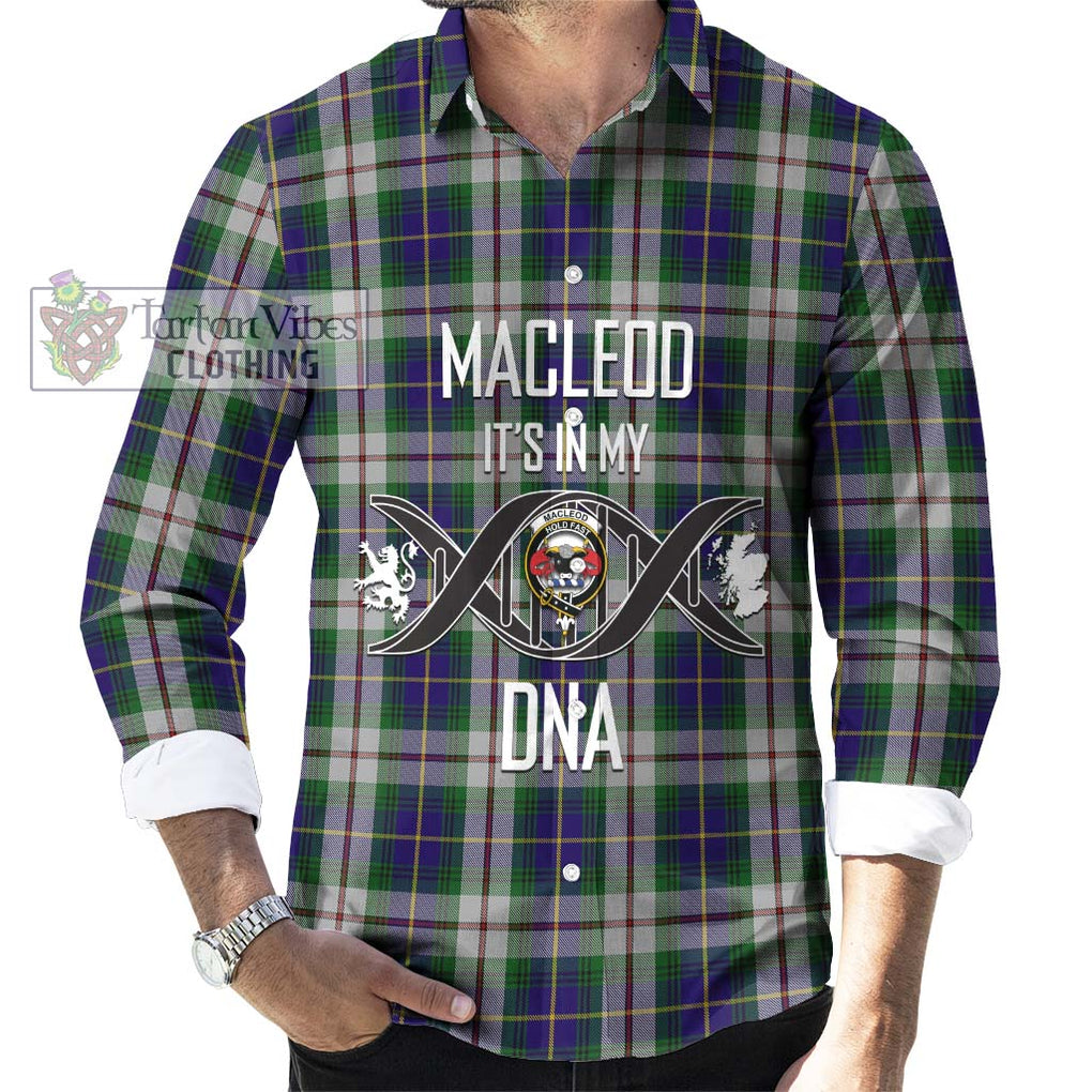 MacLeod Of Californian Tartan Long Sleeve Button Shirt with Family Crest DNA In Me Style Men's Shirt S - Tartanvibesclothing Shop