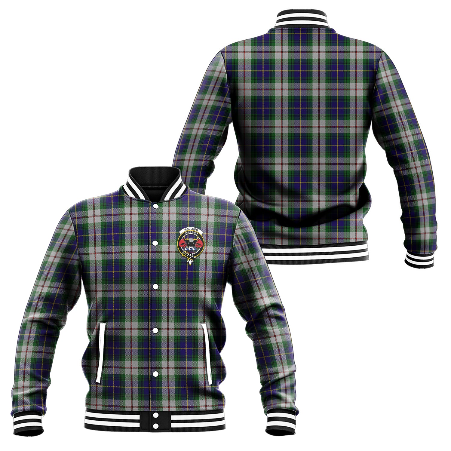 MacLeod Of Californian Tartan Baseball Jacket with Family Crest Unisex - Tartan Vibes Clothing