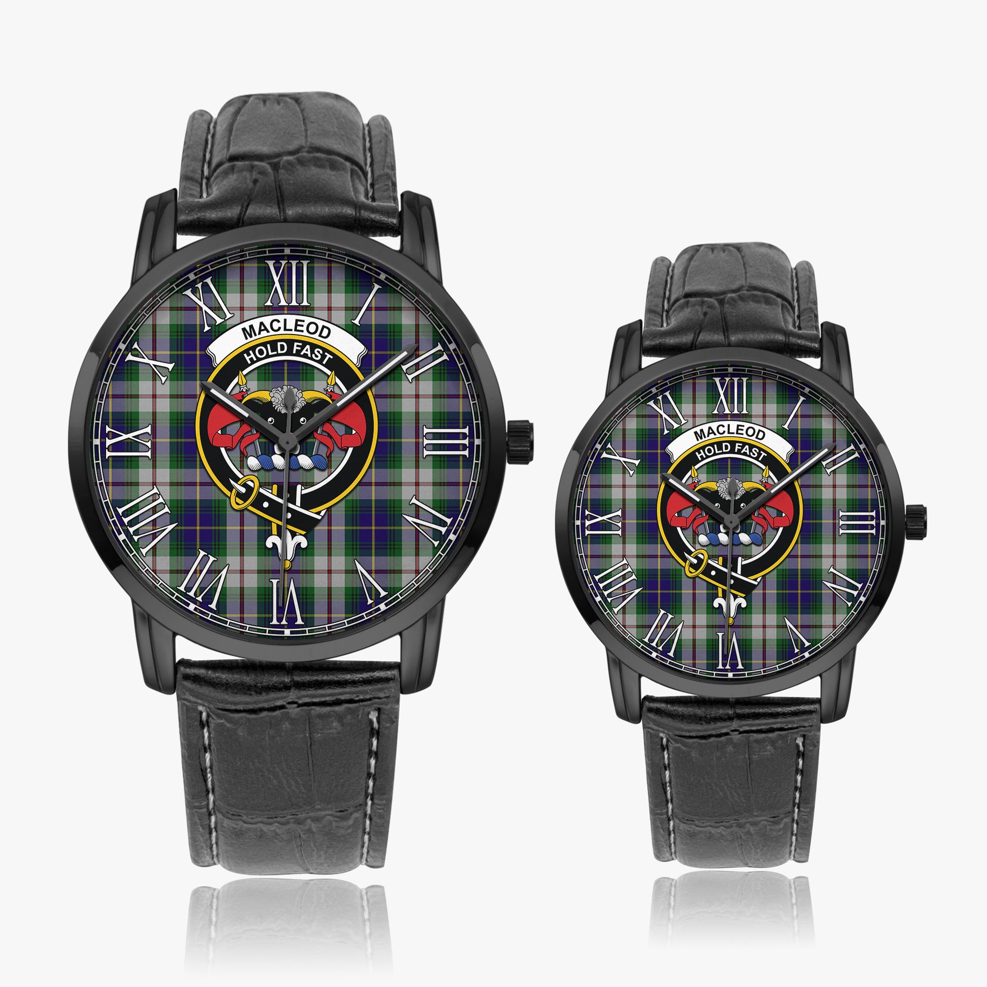 MacLeod Of Californian Tartan Family Crest Leather Strap Quartz Watch - Tartanvibesclothing