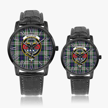 MacLeod Of Californian Tartan Family Crest Leather Strap Quartz Watch